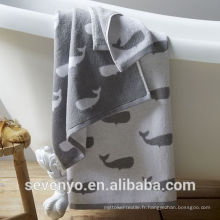 Vente chaude jacquard jacquard requin poisson serviette de bain BTT-044